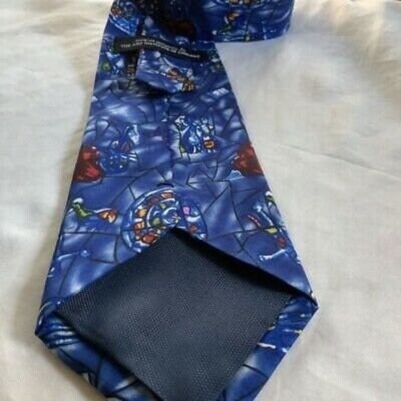 Art Institute Of Chicago Mens Tie Blue Stained Glass Angle Designed Exclusively - Picture 2 of 5